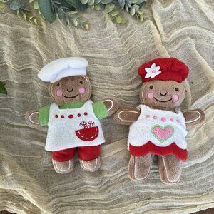 St. Nicholas Square Stuffed Gingerbread boy + girl Baking Pair Plush Ornament